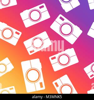 Camera seamless pattern background. Business flat vector illustration. Camera sign symbol pattern. Stock Vector