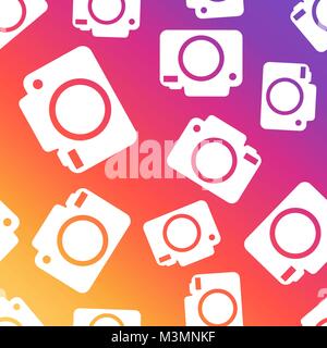 Camera seamless pattern background. Business flat vector illustration. Camera sign symbol pattern. Stock Vector