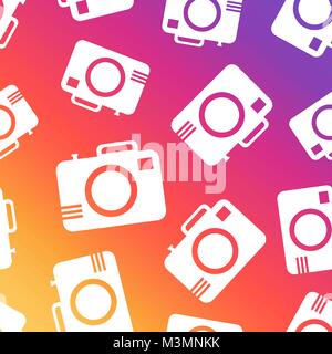 Camera seamless pattern background. Business flat vector illustration. Camera sign symbol pattern. Stock Vector
