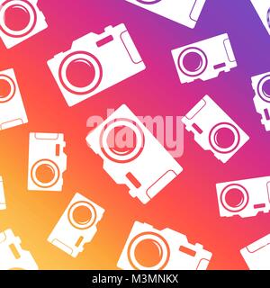 Camera seamless pattern background. Business flat vector illustration. Camera sign symbol pattern. Stock Vector