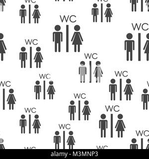Toilet, restroom wc seamless pattern background. Business flat vector illustration. Men and woman sign symbol pattern. Stock Vector