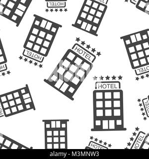 Hotel seamless pattern background. Business flat vector illustration. Hotel sign symbol pattern. Stock Vector