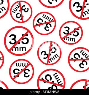 Audio jack 3.5mm in ban seamless pattern background. Business flat vector illustration. Audio jack sign symbol pattern. Stock Vector