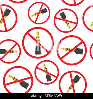 Audio jack 3.5mm in ban seamless pattern background. Business flat vector illustration. Audio jack sign symbol pattern. Stock Vector