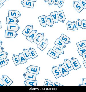 Sale hanging price tag seamless pattern background. Business flat vector illustration. Sale sign symbol pattern. Stock Vector