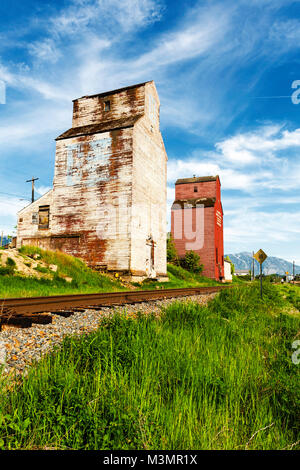 The vintage grain elevators at Creston, B.C. Stock Photo