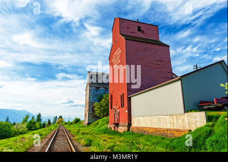 The vintage grain elevators at Creston, B.C. Stock Photo