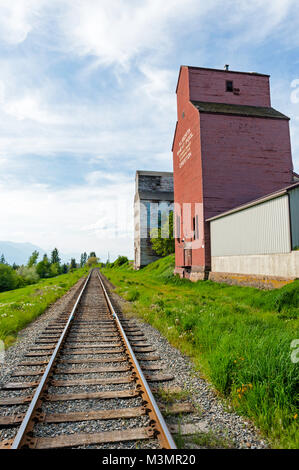 The vintage grain elevators at Creston, B.C. Stock Photo