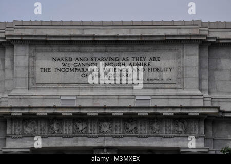 George Washington Quote on the National Memorial Arch at Valley Forge Historical Park in Pennsylvania Stock Photo