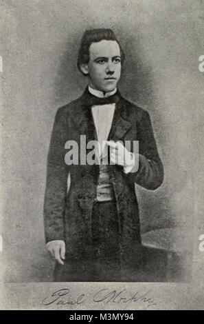 Paul Morphy (1837-1884), jogador americano de xadrez, joga oito