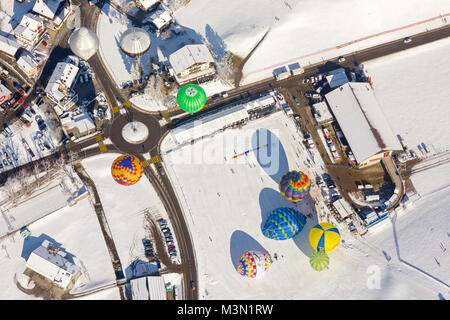 take-off site of the 40th International Hot Air Balloon Festival in Château-d´Oex - some balloons are shortly before taking off Stock Photo