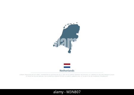 Kingdom of the Netherlands isolated map and official flag icons. vector Dutch political map illustration. EU geographic banner template. travel and bu Stock Vector
