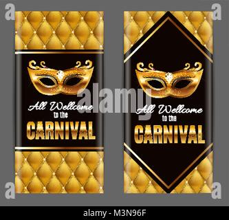 Popular Event Brazil Carnival in South America During Summe.  Background With Party Mask.  Masquerade Concept. Vector Illustration Stock Vector