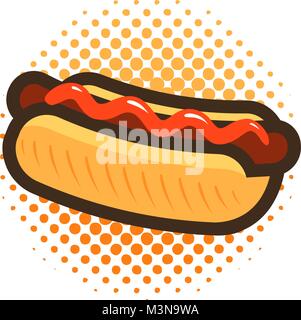 Hot dog, fast food, takeaway logo or icon. Vector illustration Stock Vector