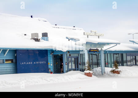 Kuusamo airport in Finland, winter Stock Photo