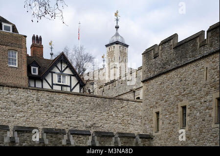 Romanesque White Tower of Tower of London built by William the Conqueror in 1078 and listed by UNESCO World Heritage in City of London, London, Englan Stock Photo