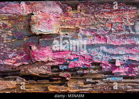 Texture of cracked rough wood surface painted Stock Photo