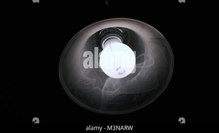 Lightbulb in a round glass fixture - cool tone Stock Photo