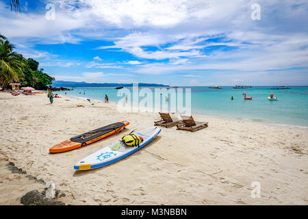 Boracay, Philippines - Nov 18, 2017 : Diniwid beach view, white-sand beach in Boracay Island in the Philippine Stock Photo