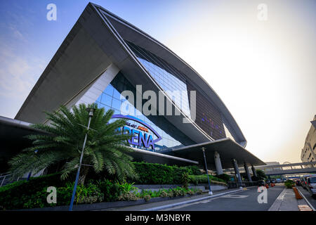 Manila, Philippines - Feb 10, 2018 : Mall of Asia Arena facade. it is an indoor arena within the SM Mall of Asia complex in Pasay, Manila, Philippines Stock Photo