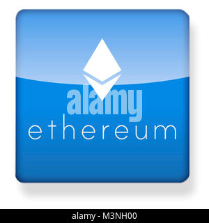 Ethereum cryptocurrency ETH logo as an app icon. Clipping path included. Stock Photo