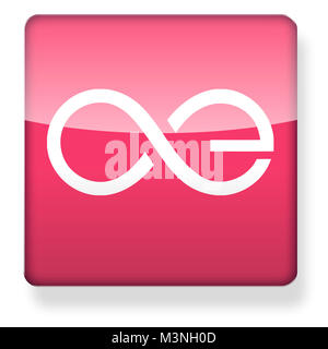 aeternity cryptocurrency AE logo as an app icon. Clipping path included. Stock Photo