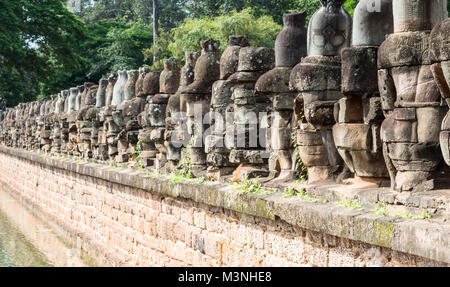 The Bayon is a well-known and richly decorated Khmer temple at Angkor in Cambodia. Stock Photo