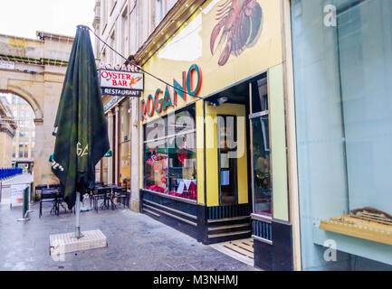 Exterior view of the famous Rogano Seafood Restaurant, Exchange Place, Glasgow, Scotland, UK Stock Photo