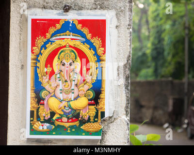 Paint of Ganesh on a wall in a street of Chennai. Stock Photo