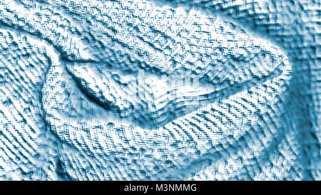 Light blue abstract texture from creased fabric. Decorative background from detail of wavy softness textile. Stock Photo