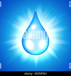 Blue drop on flash star background Stock Vector