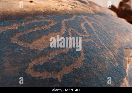 Courthouse Wash Rock Art Panel.  This panel is south of the main park entrance along Highway 191. Stock Photo