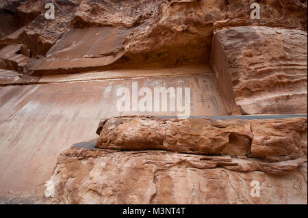 Courthouse Wash Rock Art Panel.  This panel is south of the main park entrance along Highway 191. Stock Photo