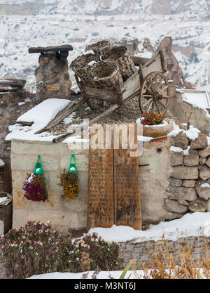 Canned hotel for the winter, while there are no tourists in the Cappadocia of Turkey. Stock Photo