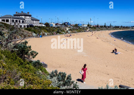 Milanos Tavern overlooks Brighton Beach Melbourne Australia Stock Photo