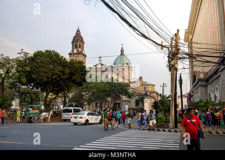 Manila, Philippines - Feb 10, 2018 : Manila Cathedral located in the Intramuros district of Manila, Philippines Stock Photo