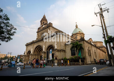 Manila, Philippines - Feb 10, 2018 : Manila Cathedral located in the Intramuros district of Manila, Philippines Stock Photo