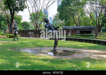 Manila, Philippines - Feb 4, 2018 : The Martyrdom of Dr. Jose Rizal large metal statues in Rizal Park, Manila Stock Photo