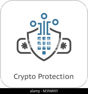 Crypto Protection Icon. Stock Vector