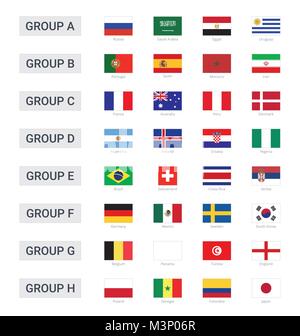 Groups of championship cup 2018 in Russia Stock Vector