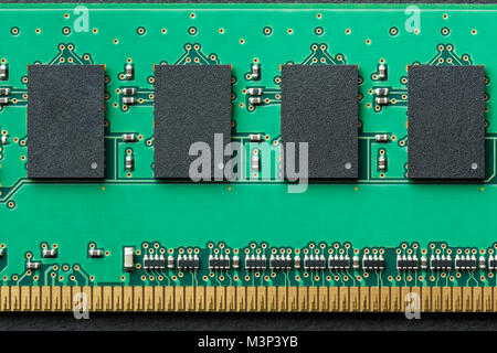 Horizontal flat lay graphic background border of DIMM RAM computer memory chip module Stock Photo