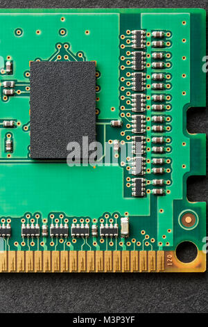 Vertical flat lay graphic background border of DIMM RAM computer memory chip module Stock Photo