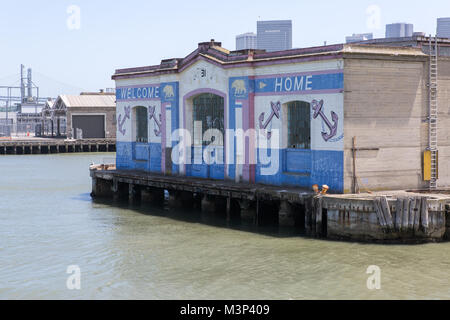 SAN FRANCISCO, USA - JUNE 14: Pier 39 at San Francisco Bay, on JUNE 14, 2015. Pier 39 was first developed by entrepreneur Warren Simmons and opened Oc Stock Photo