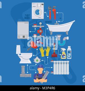 Plumbing Service Infographics Stock Vector