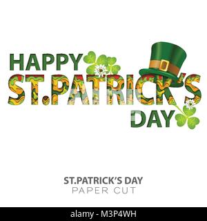 Saint Patricks Day Paper Cut Stock Vector