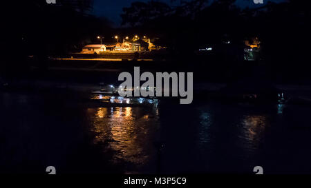 Morning Lights over the Tembeling River at Kota Tahan, Malaysia. Stock Photo