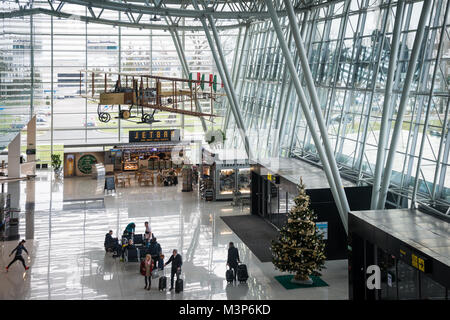 BRATISLAVA, SLOVAKIA - DEC 16, 2017: New terminal building of the Bratislava airport in Slovakia Stock Photo