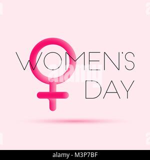 March 8. Women's Day blended interlaced fluid symbol. Trendy vector liquid 3d female symbol over pink background for your design Stock Vector