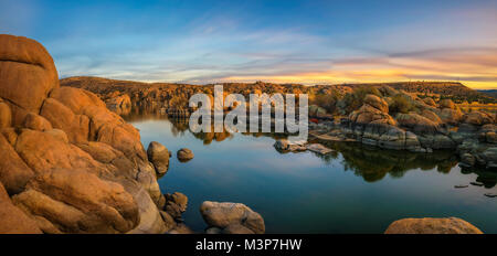 Sunset above Watson Lake in Prescott, Arizona Stock Photo