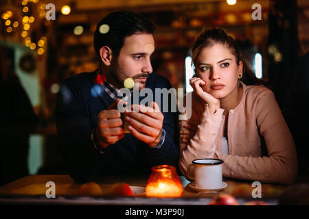 Sad couple having conflict and relationship problems Stock Photo